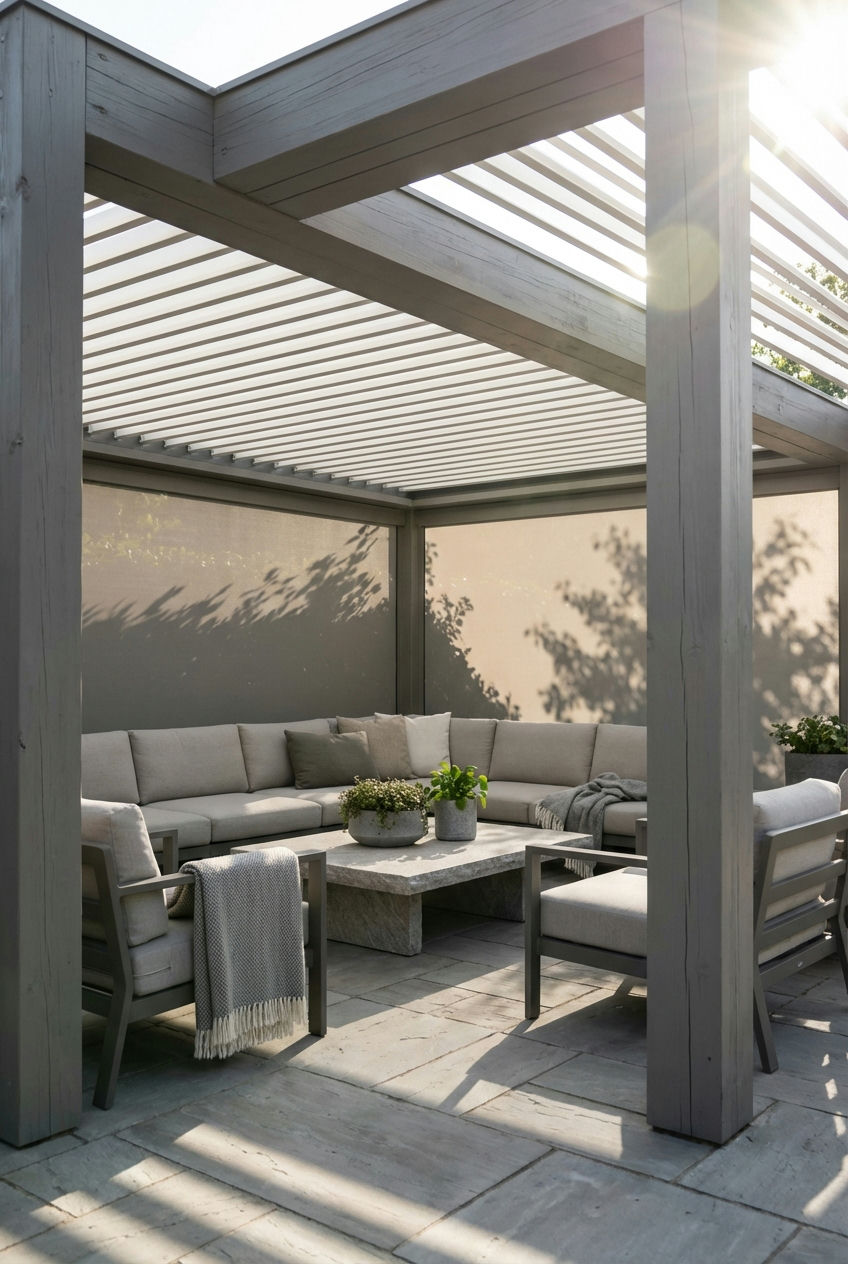 Pergola with Retractable Louvered Roof