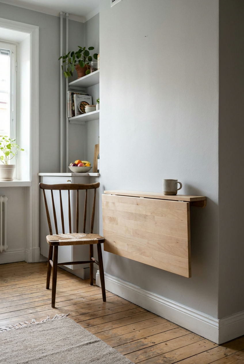 Wall-Mounted Drop-Leaf Table