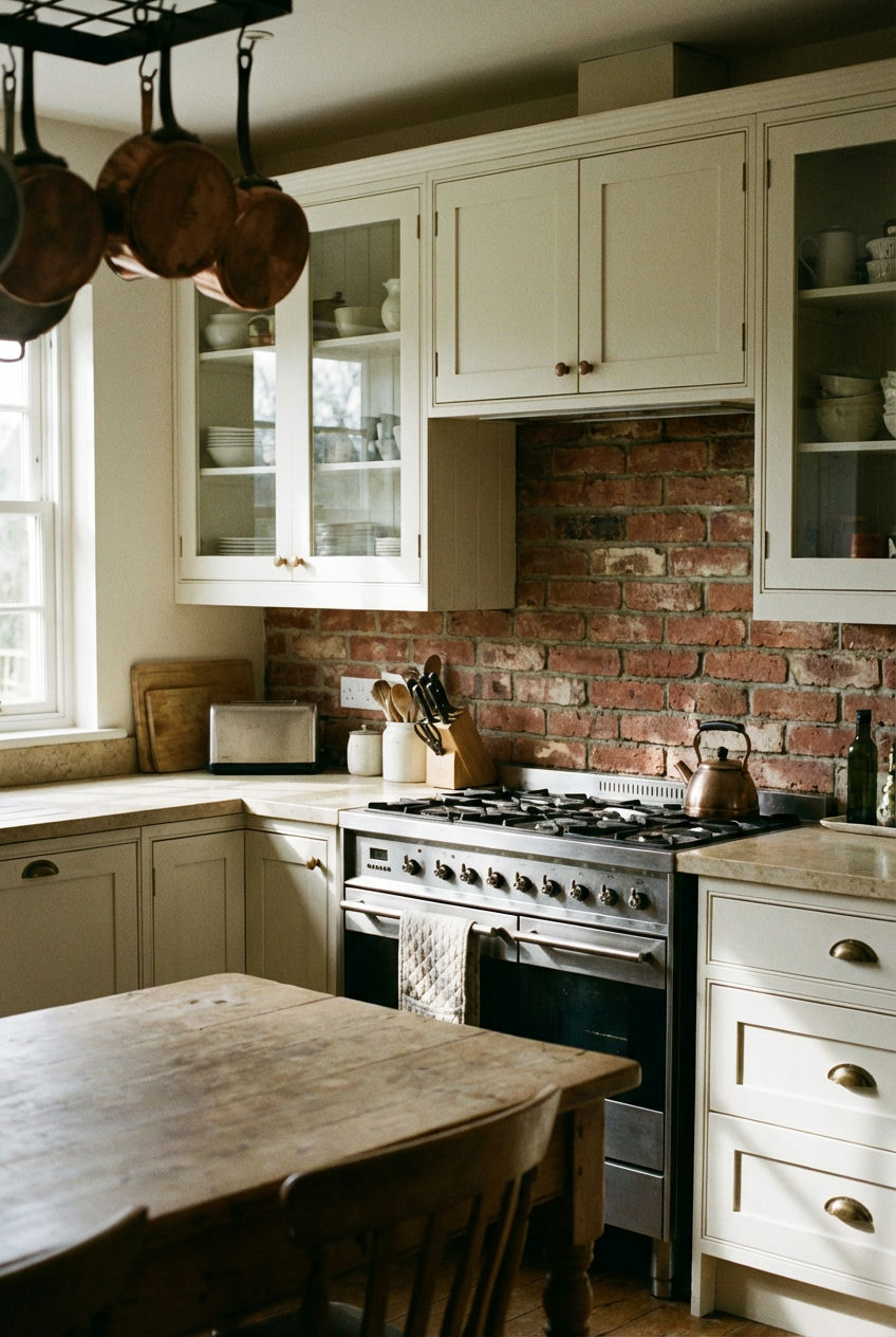 Exposed Brick Backsplash Element