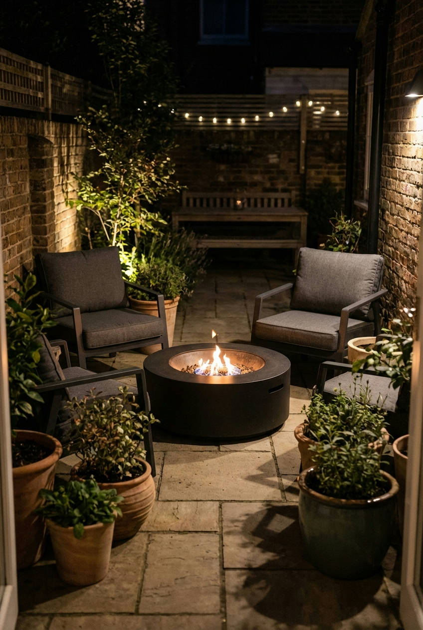 Fire Pit with Infinity Edge Pool