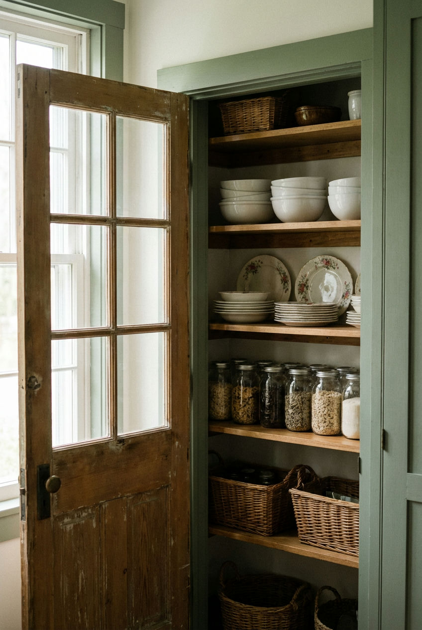 Pantry with Glass Doors
