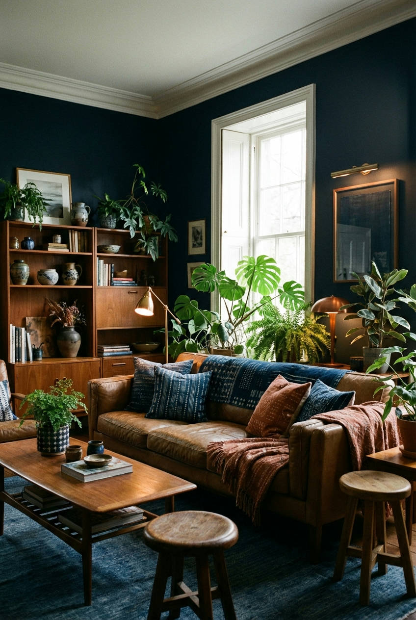 Dark and Moody Boho Living