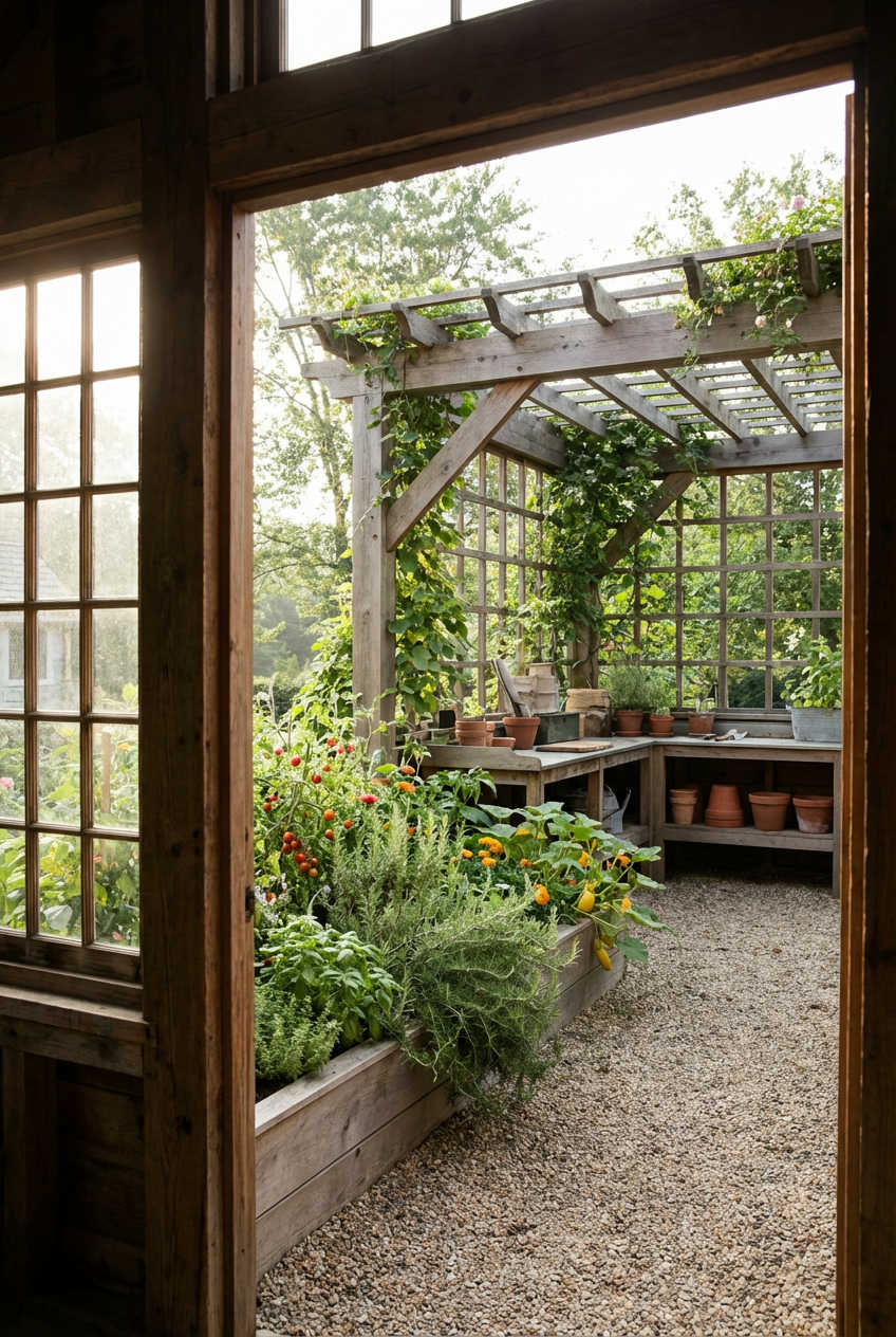 Pergola with Raised Garden Beds