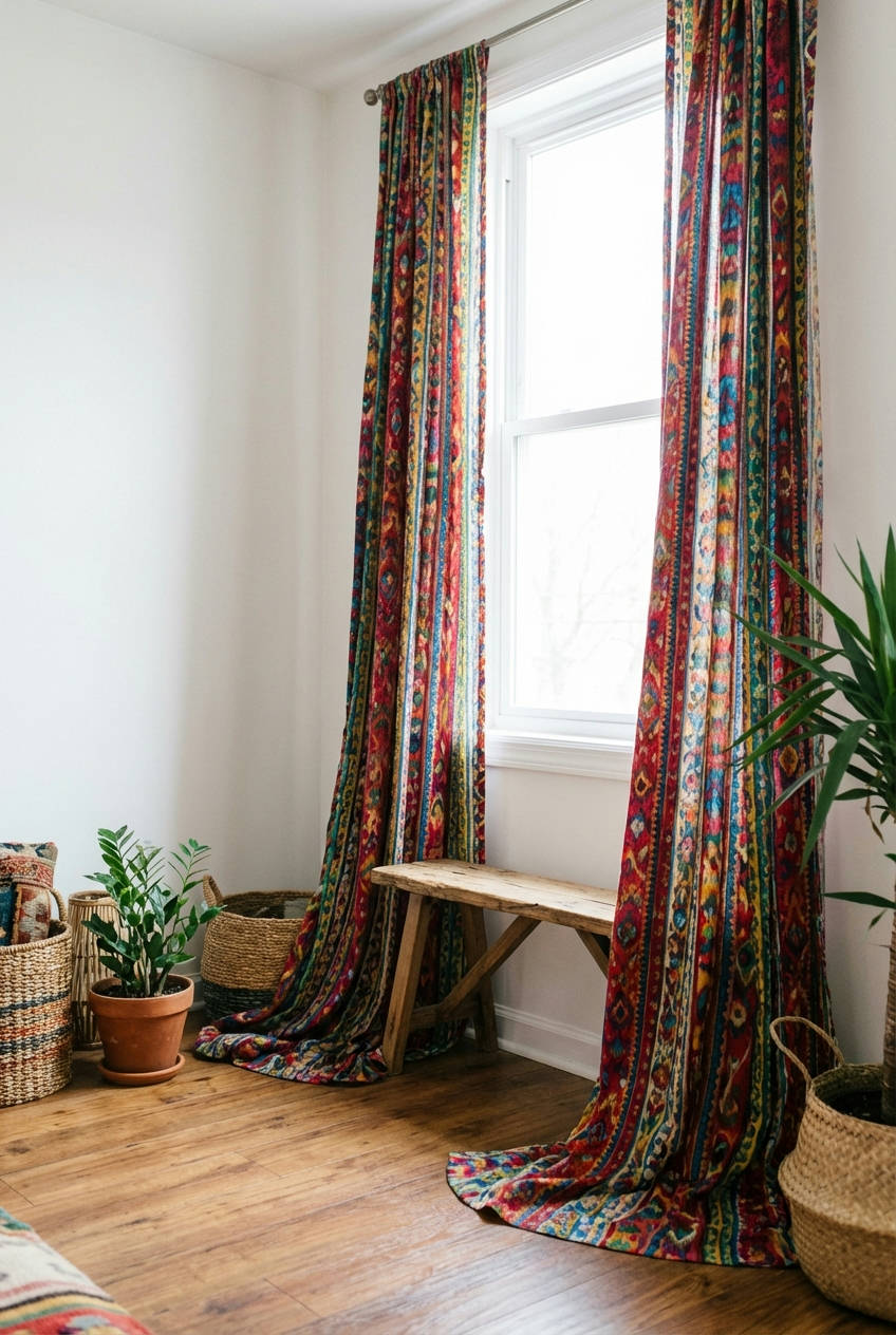 Vibrant Curtains & Plain Walls