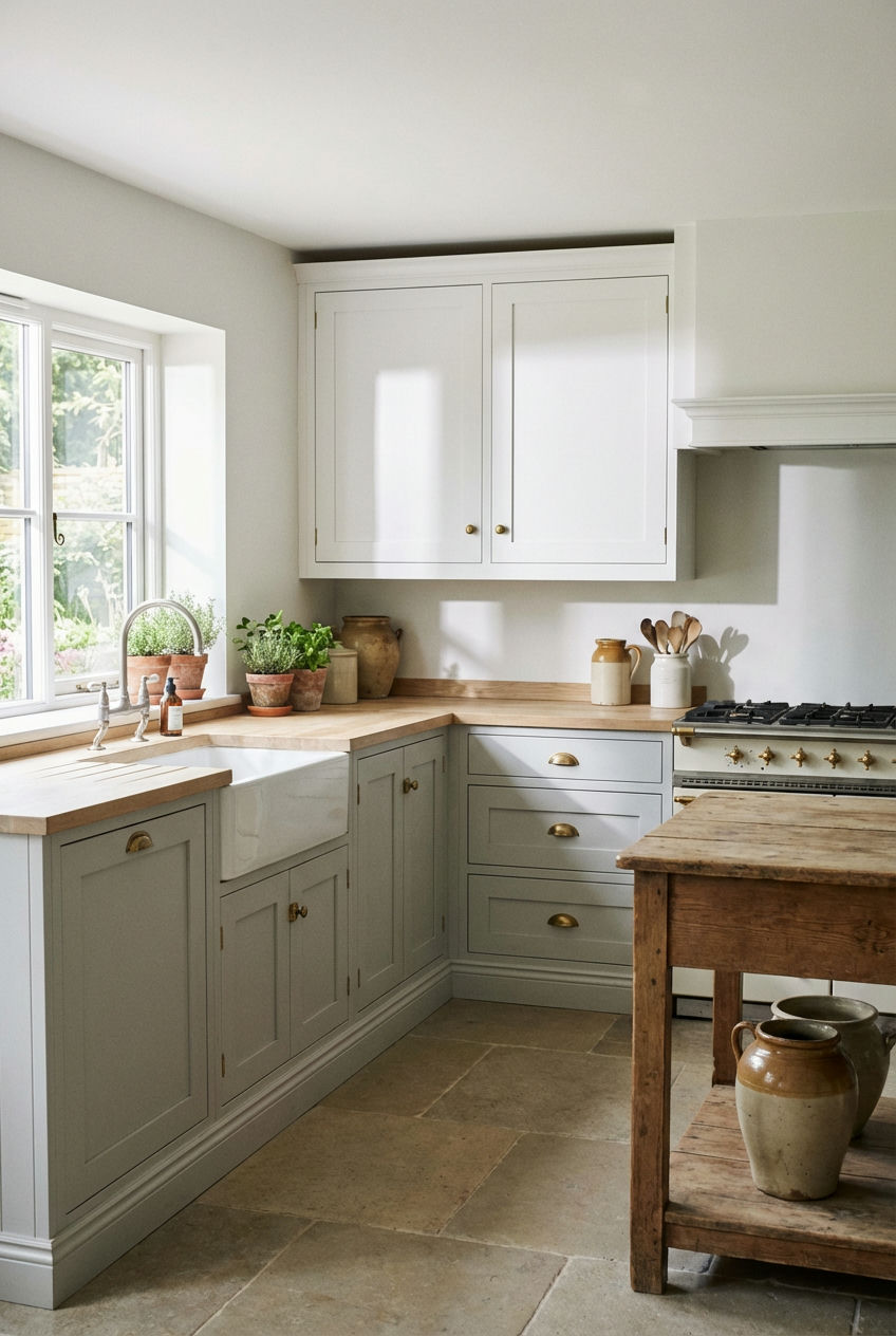 Two-Toned Cabinets with Grey Base