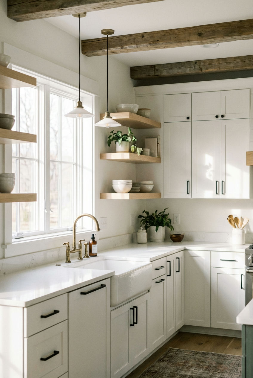 Shaker Cabinets with Dark Hardware