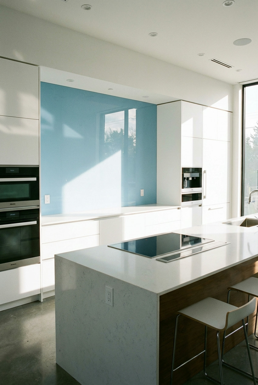 Painted Glass Backsplash
