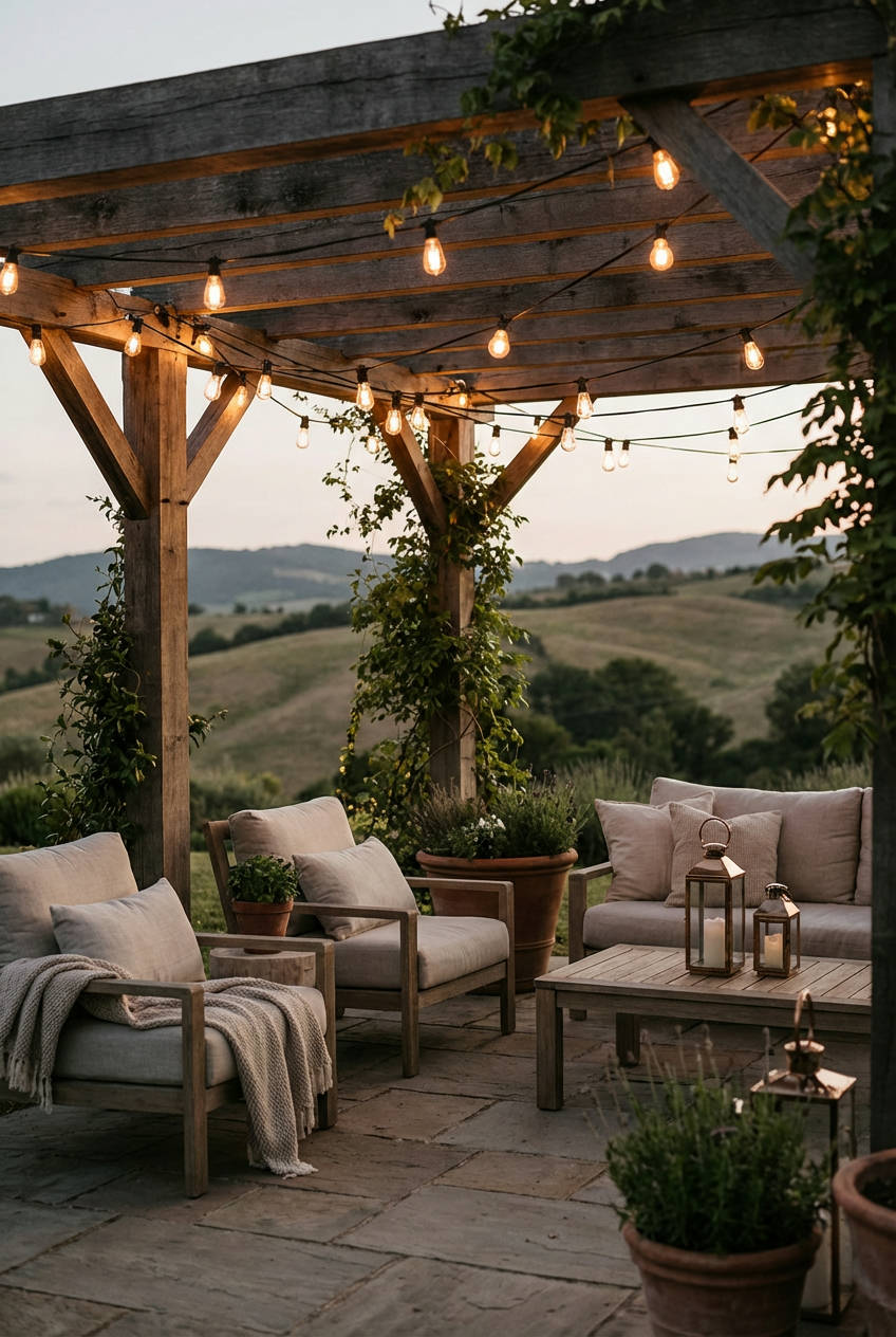 Pergola with String Lighting