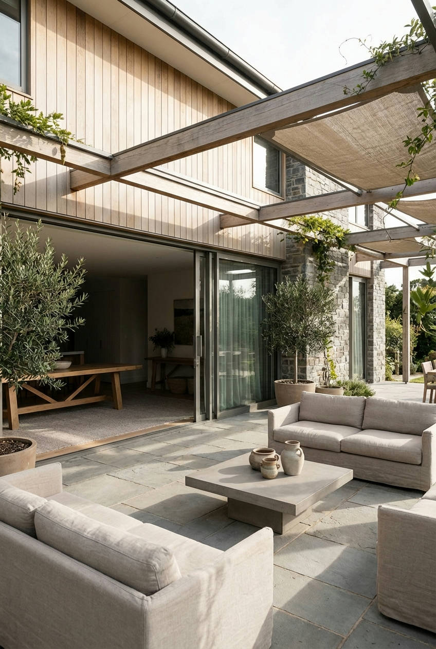 Attached Pergola off of House
