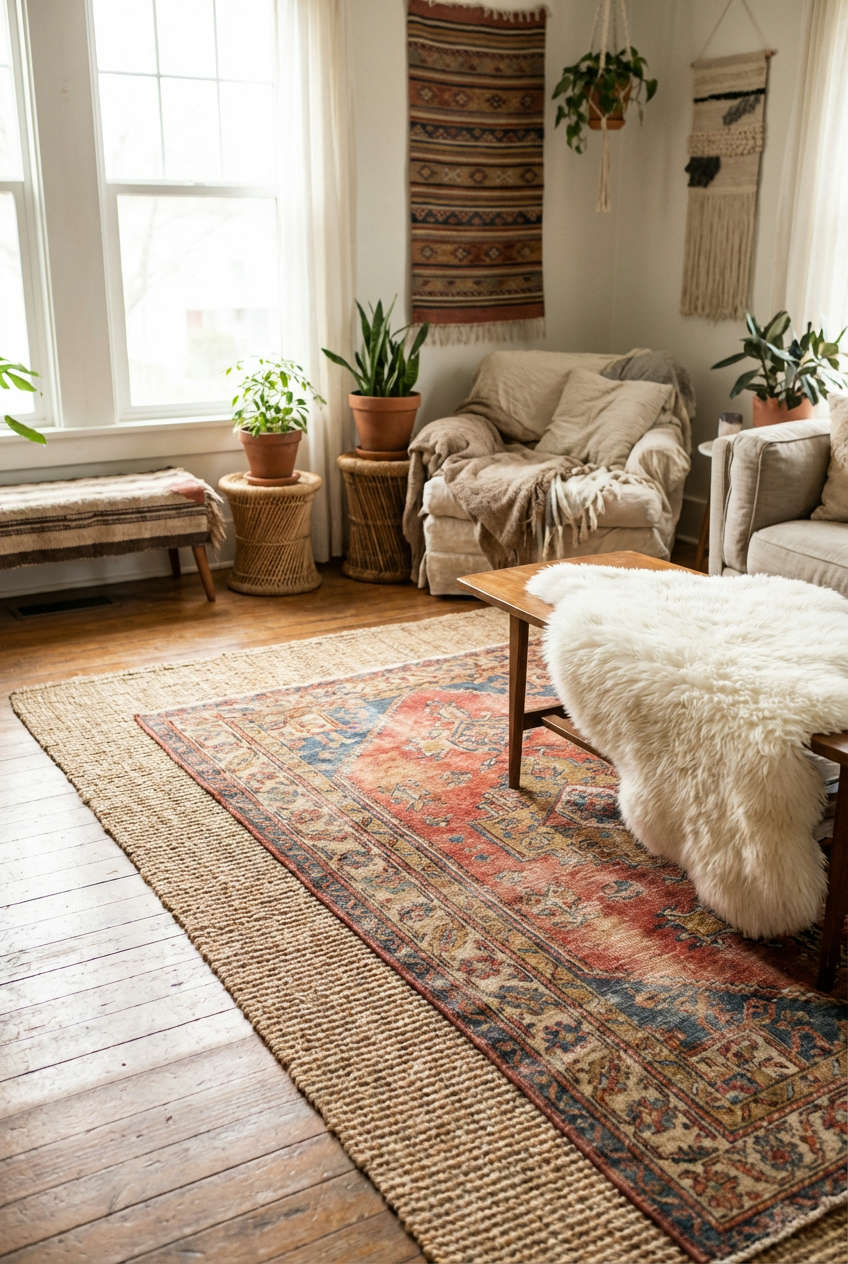 Layered Rugs for Depth and Texture