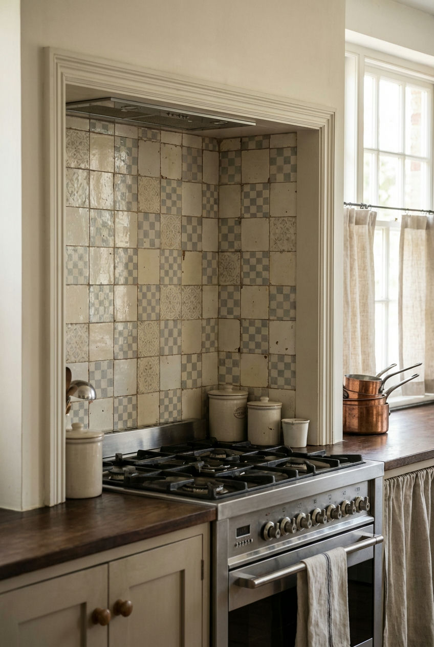 Subtle Checkered Tile Backsplash