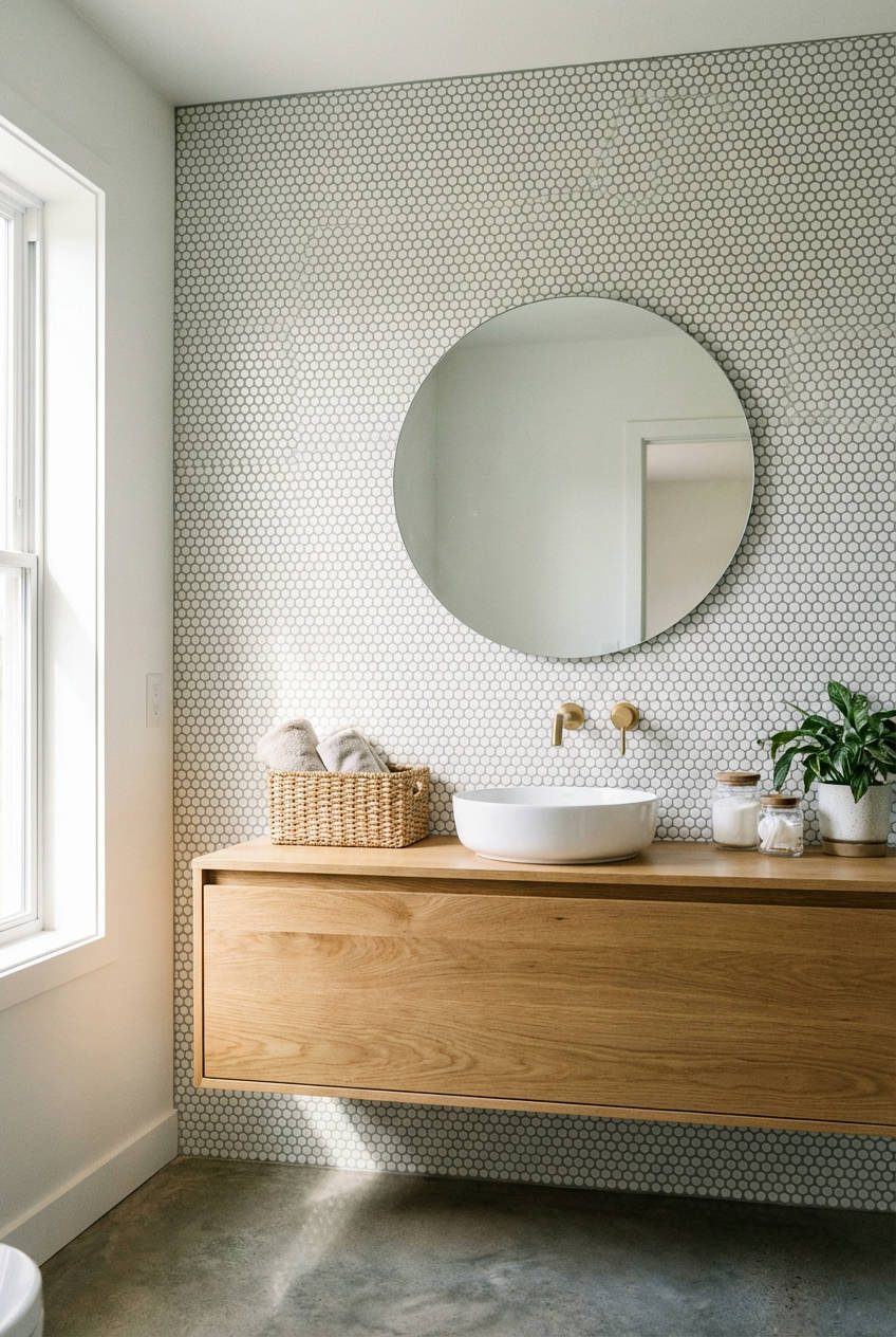 Statement Backsplash with Penny Tiles