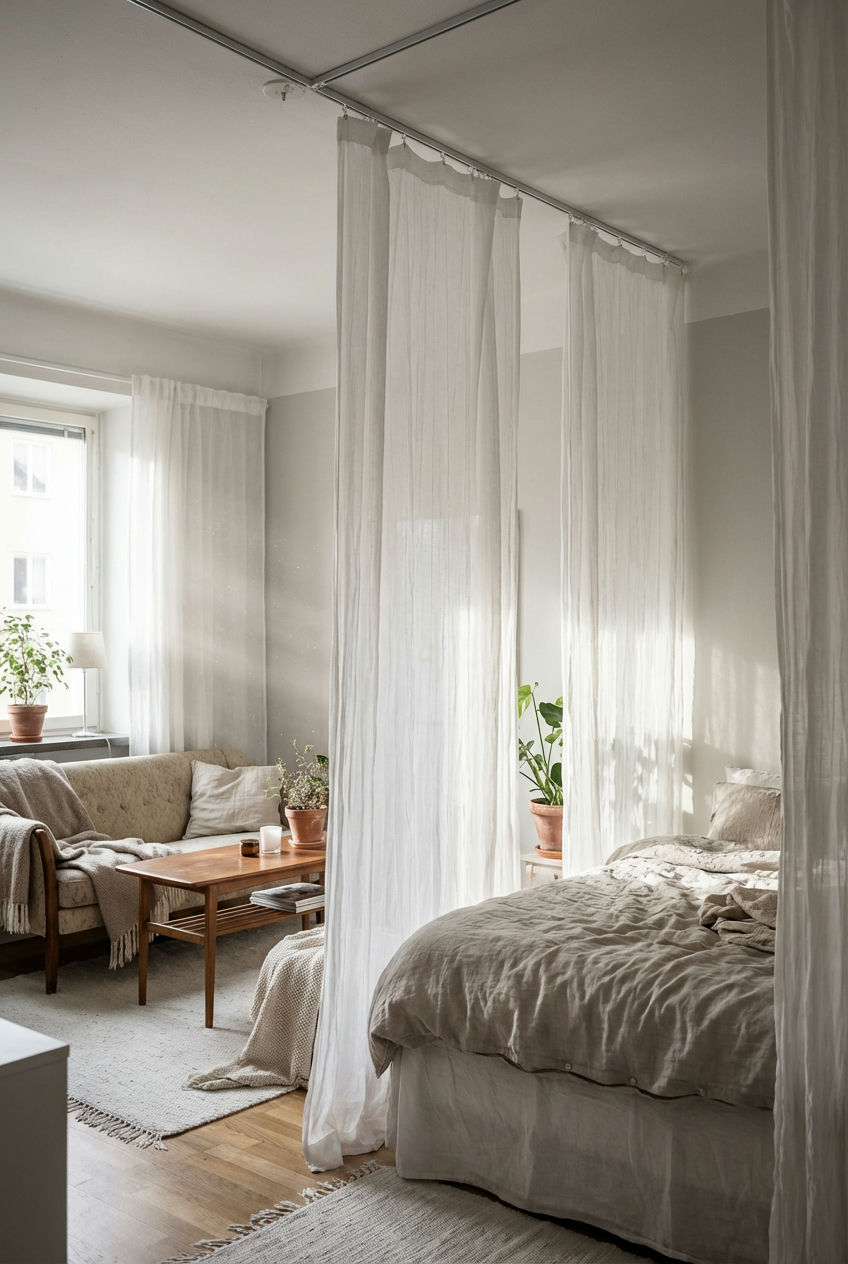 Sheer Curtains as a Soft Divider