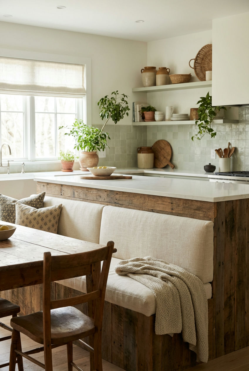 Upholstered Bench Seating for Island