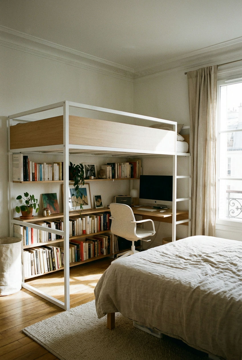 Loft Bed with Workspace Below