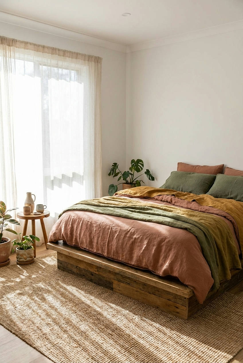 Earth-Toned Linen Bedding