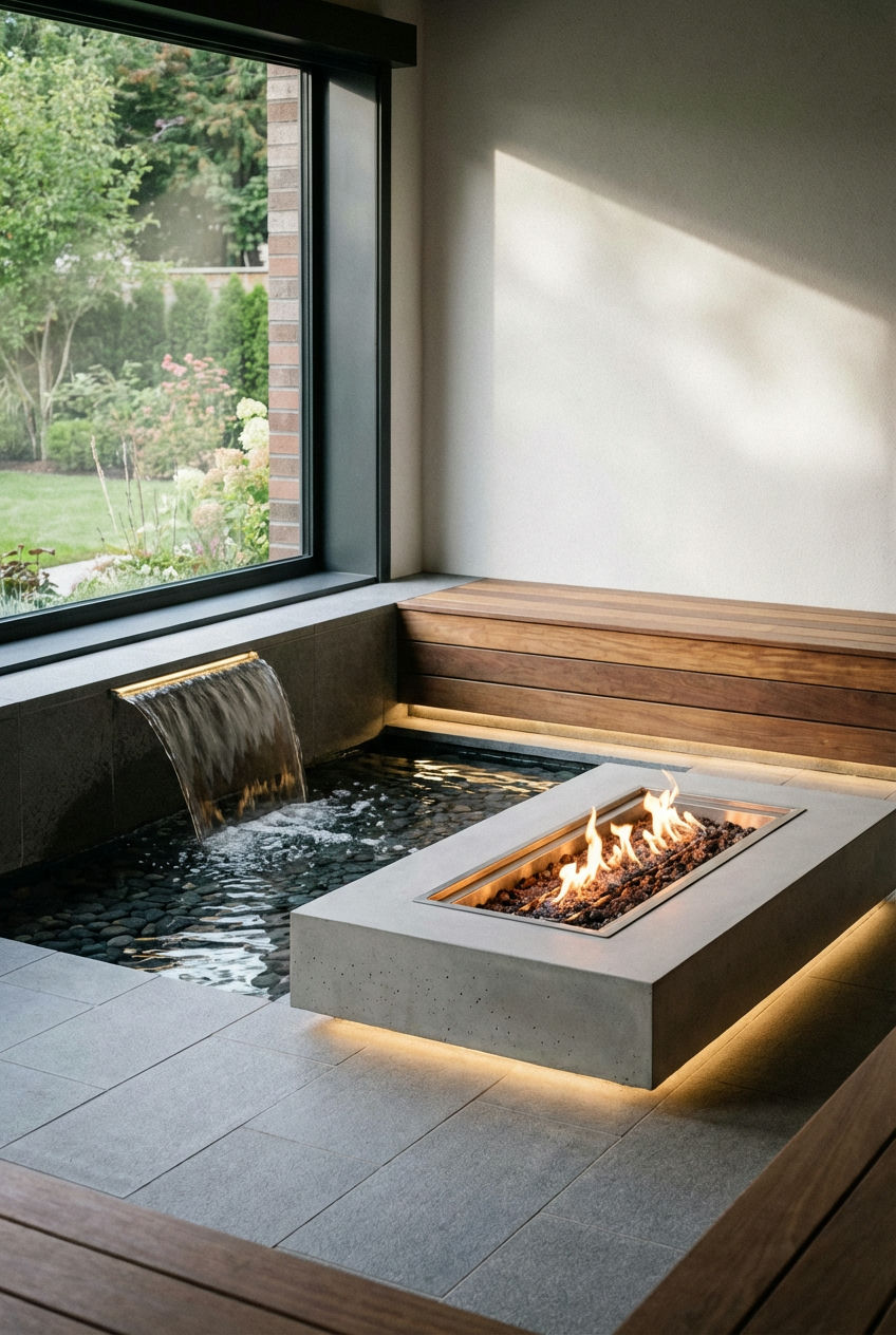 Fire Pit with Water Feature