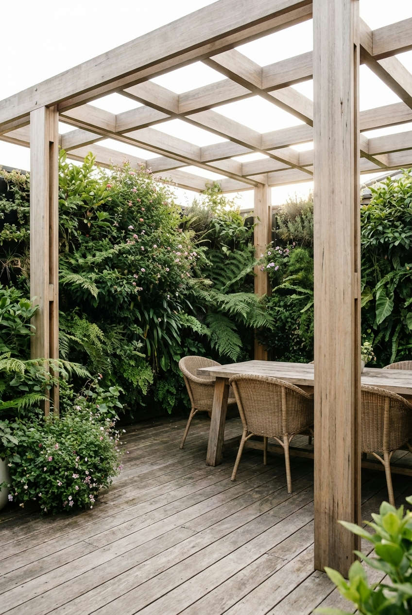 Pergola with Vertical Garden Walls