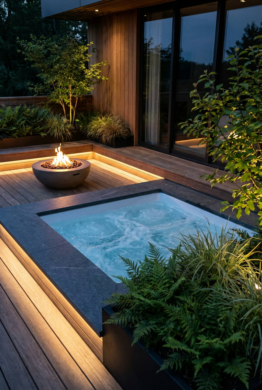 Fire Pit with Hot Tub Integration