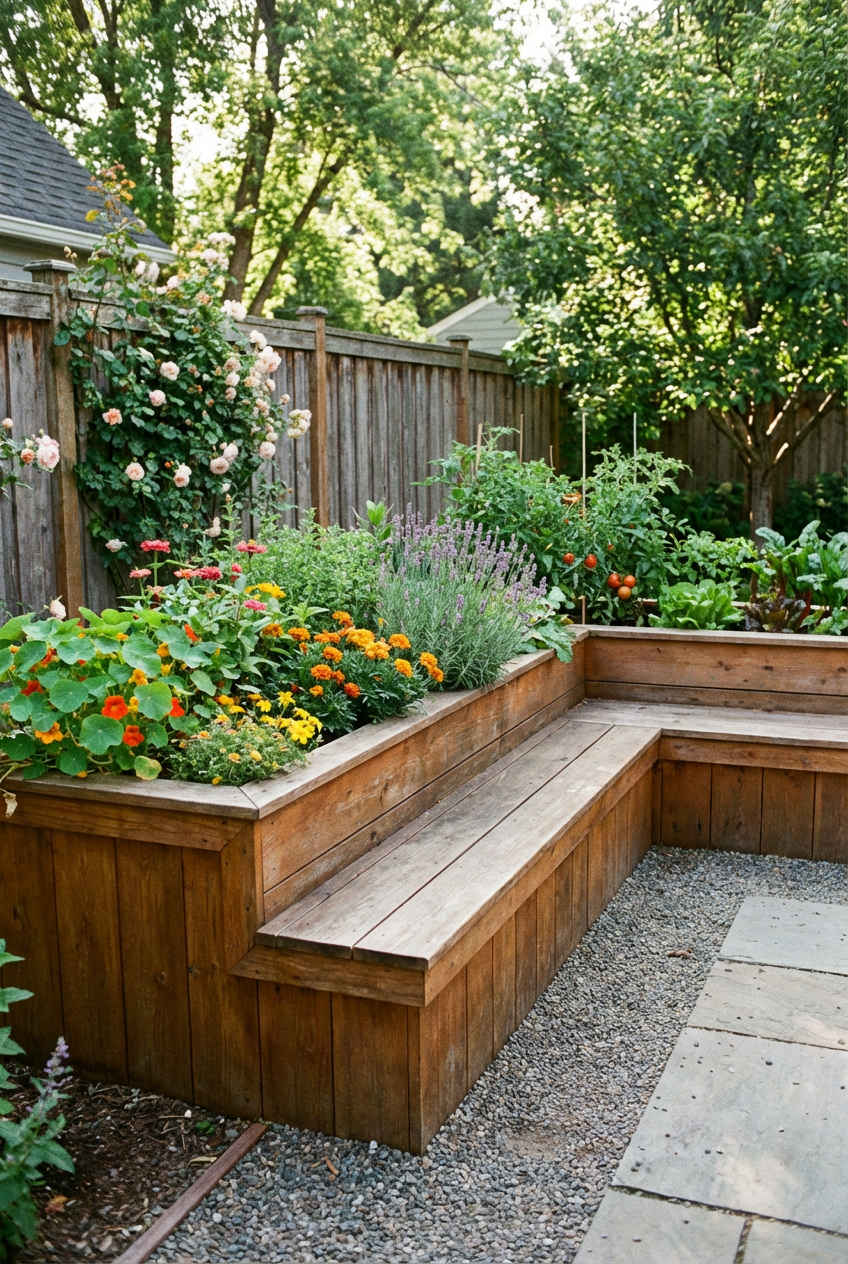Raised Garden Beds with Integrated Seating