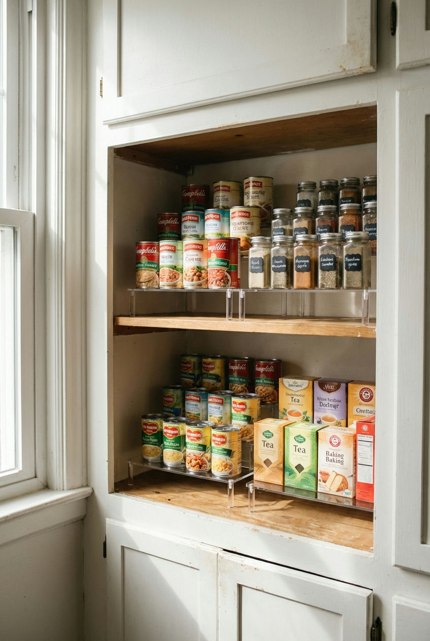 Vertical Storage with Shelf Risers