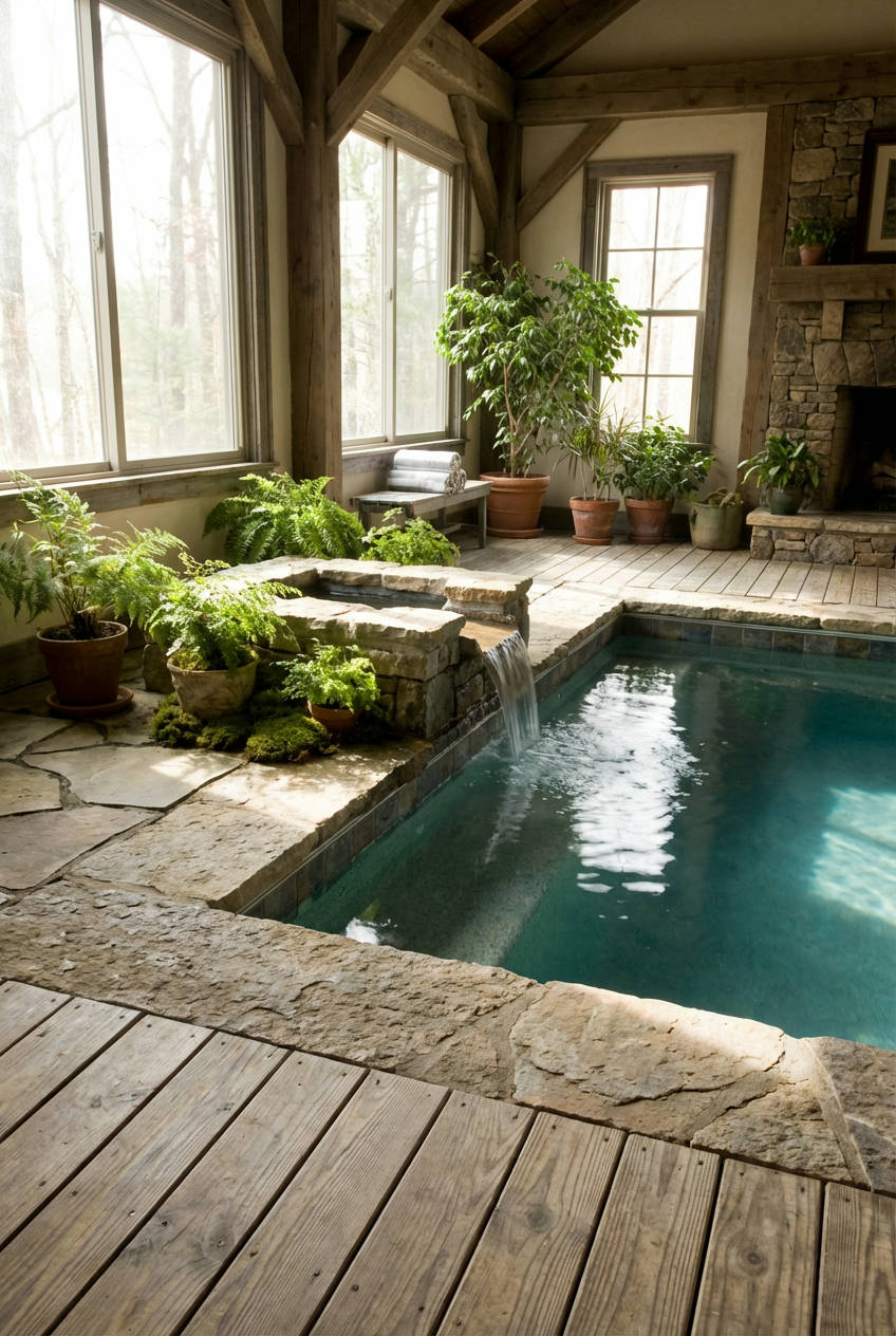 Rustic Charm with Wood and Stone