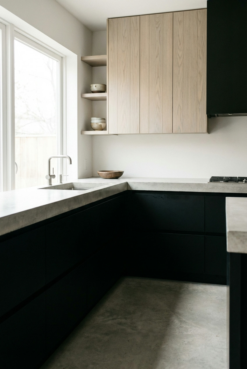 Matte Black & Natural White Oak