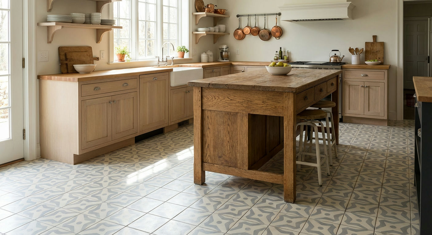 Patterned Cement Tile Flooring