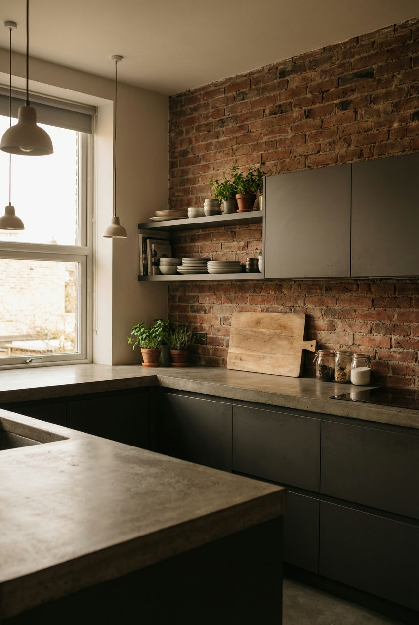 Raw Concrete & Exposed Brick Wall Coverings