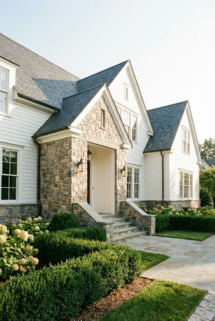 Crisp White with Natural Stone Features