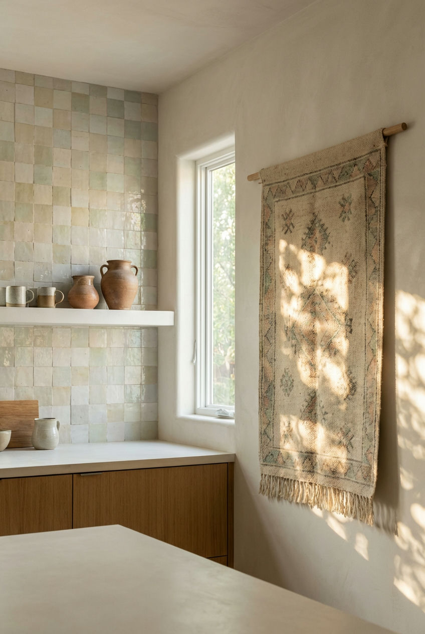 Zellige Tile Backsplashes & Moroccan Tapestries