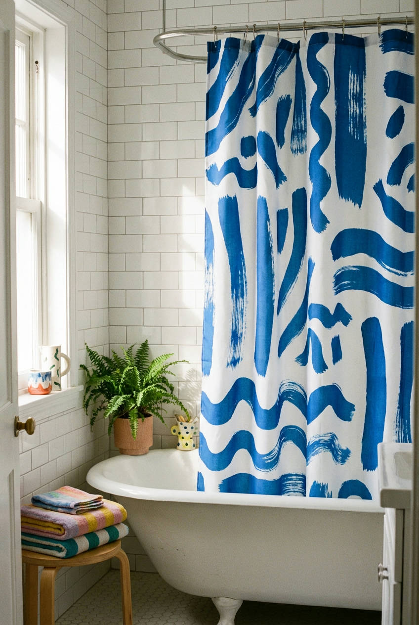 Shower Curtain with Bold Pattern