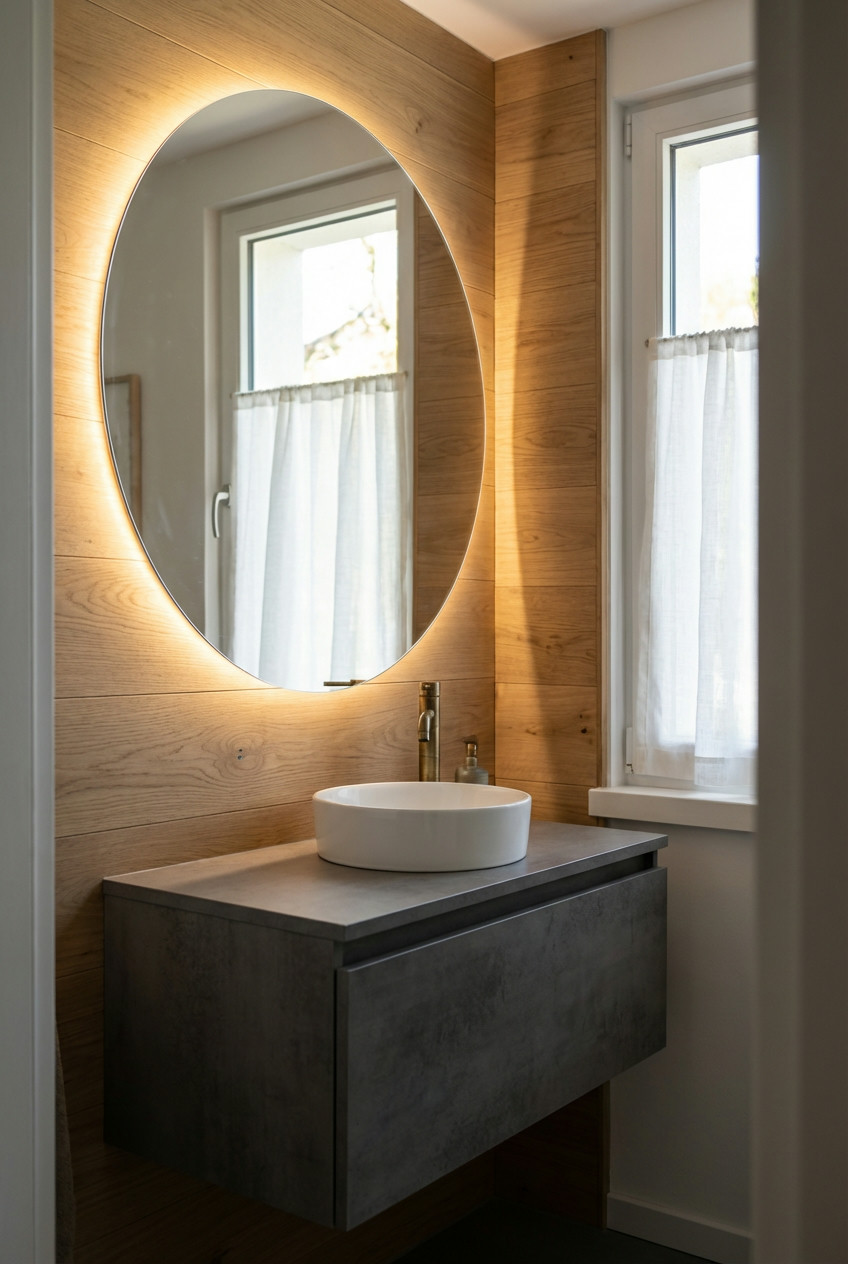 Backlit Round Mirror