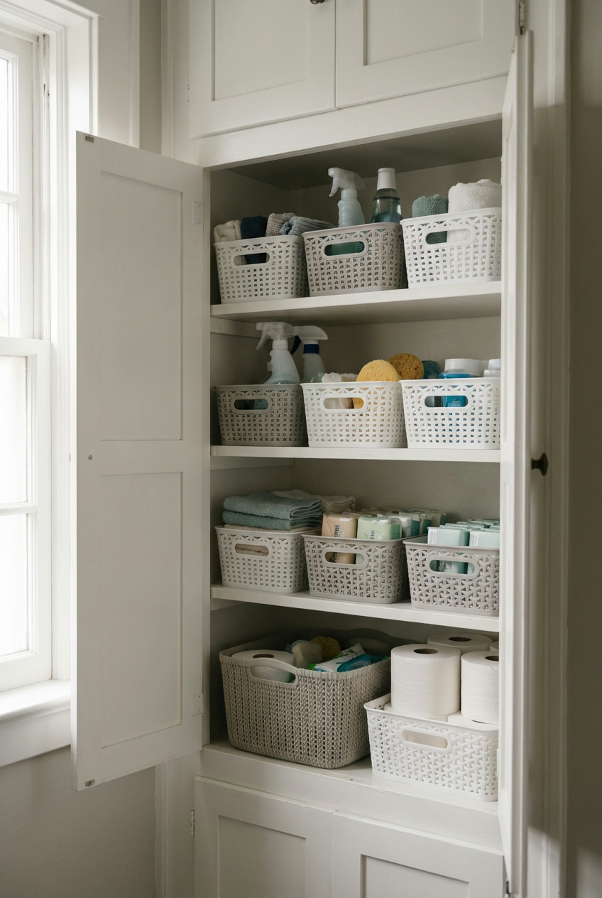 Dollar Tree Baskets for Cabinet Storage