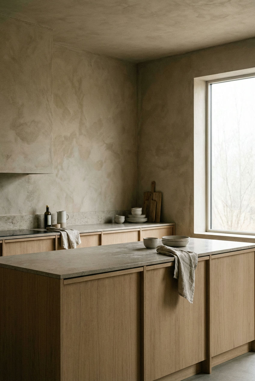 Earthy Plaster Walls & Limewash Finish