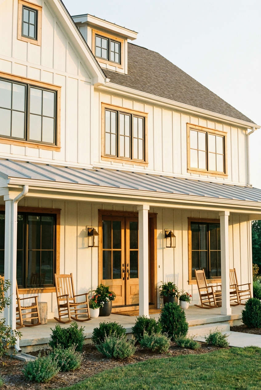 Warm Off-White with Wood Trim