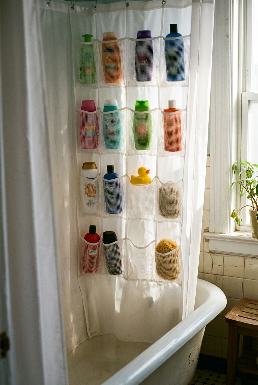 Shower Curtain with Pockets