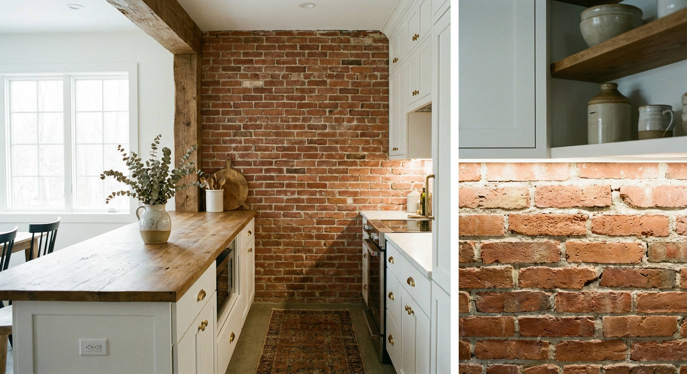 Exposed Brick Accent Wall Covering