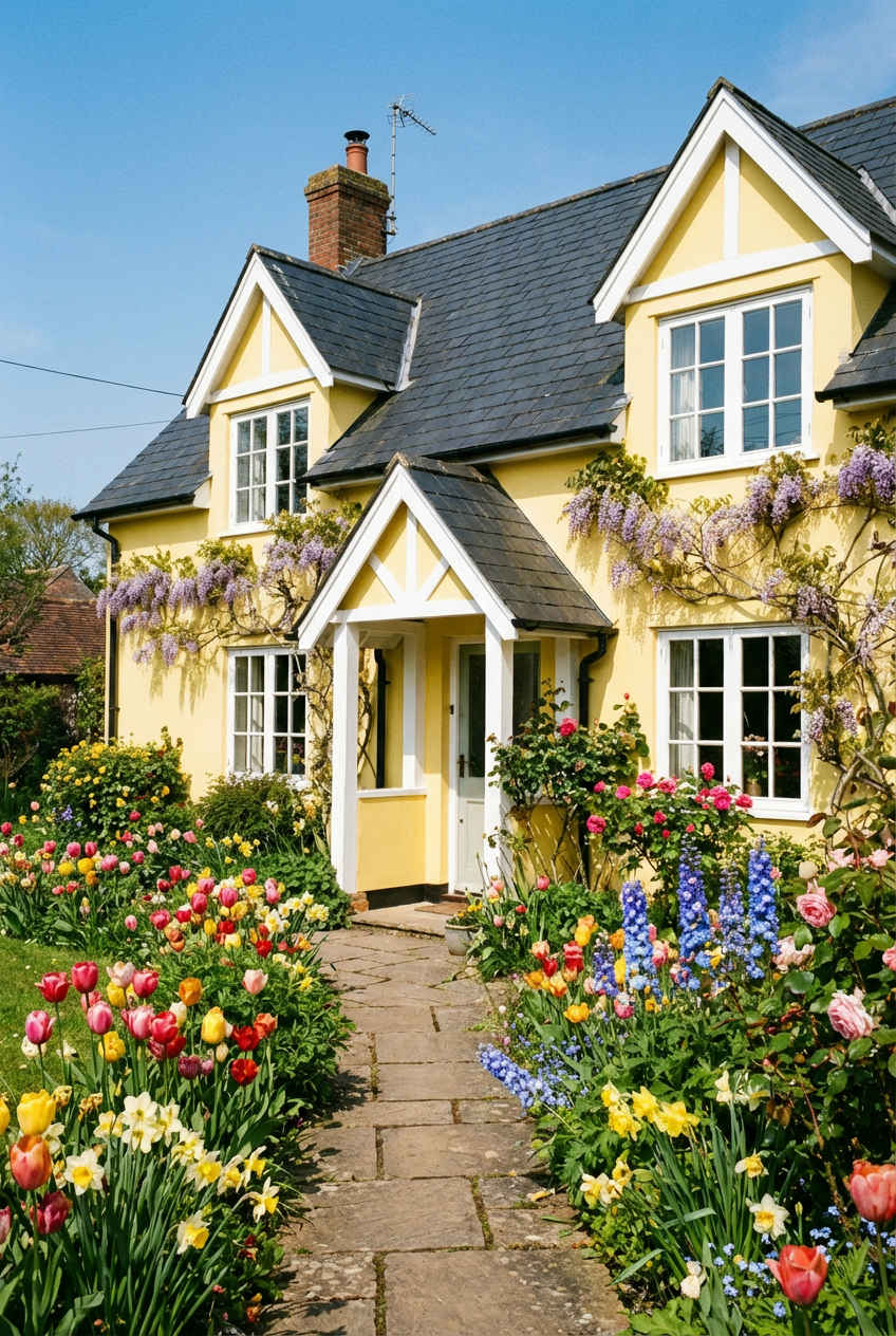 Sunny Yellow with White Trim