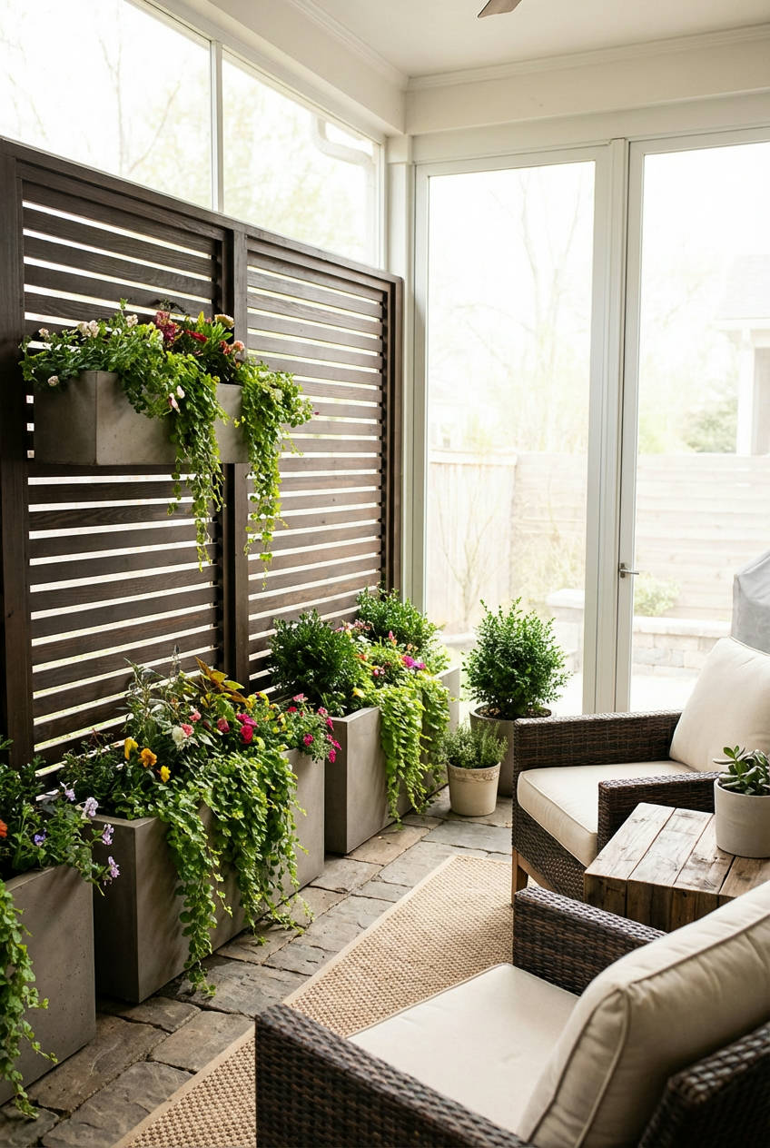 Privacy Screens with Planters