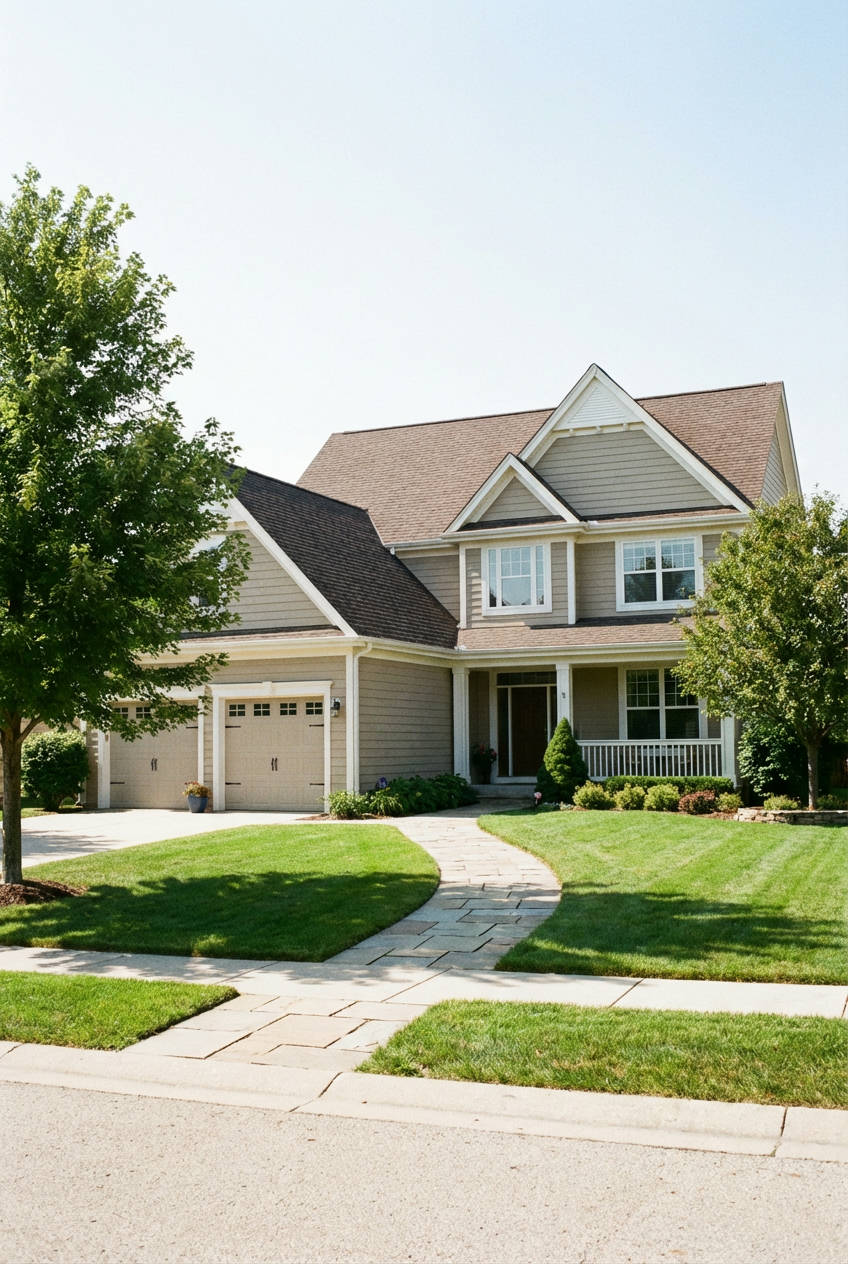 Neutral Beige with White Trim