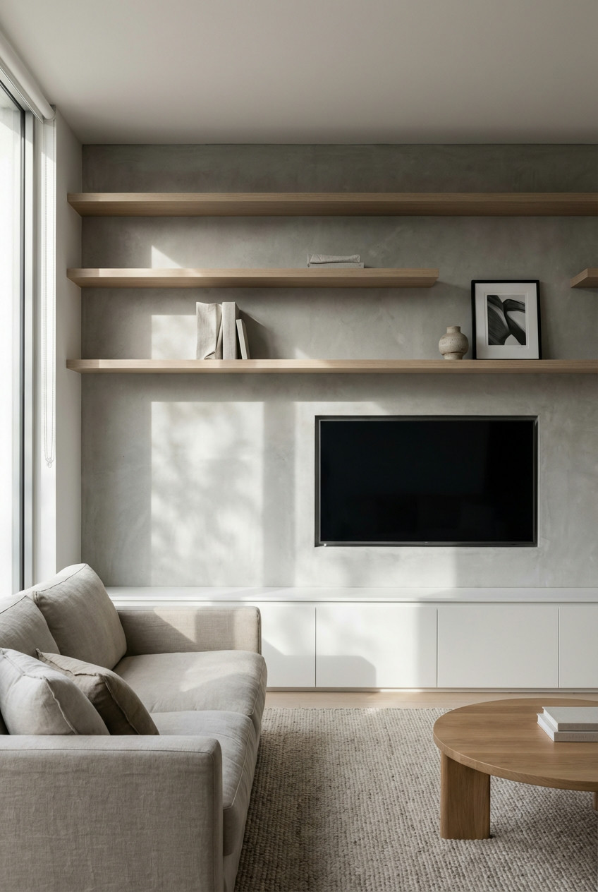 Minimalist TV Console & Shelves