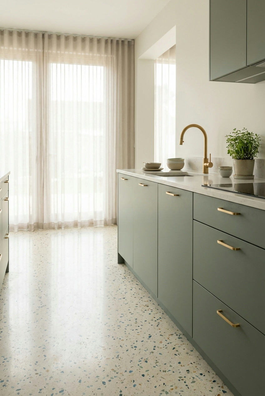 Terrazzo Floors & Warm Brass Hardware
