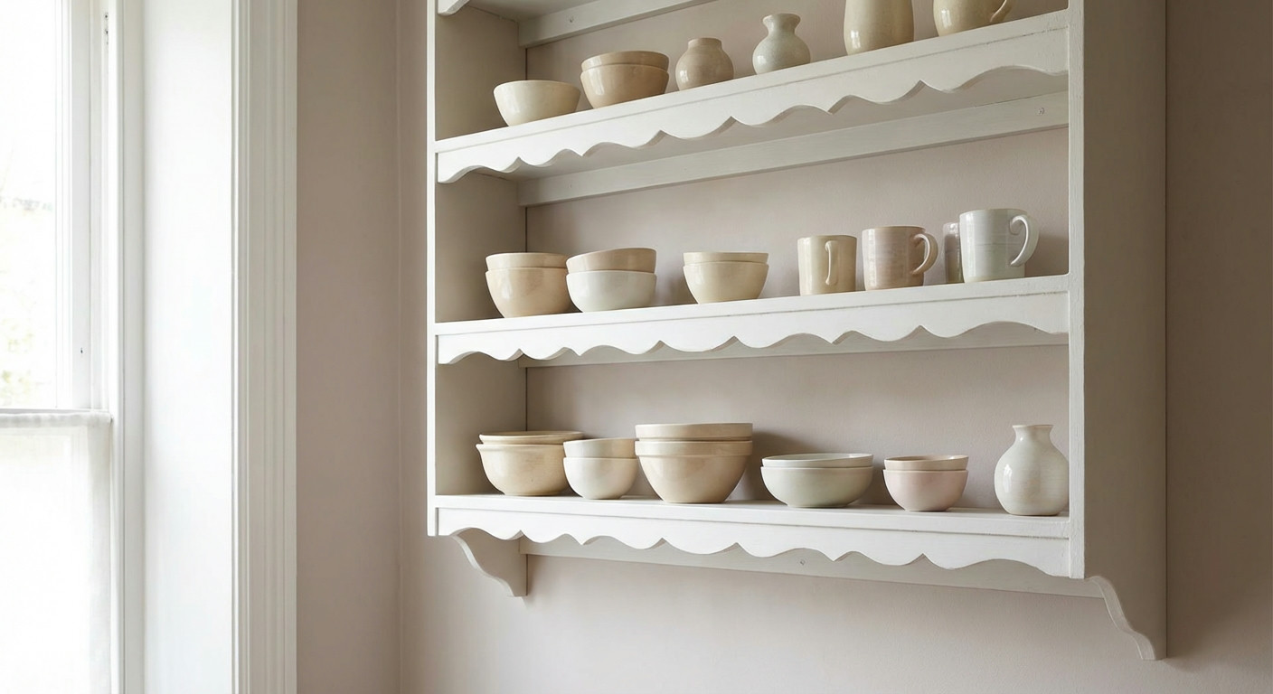 Scalloped Edge Trim on Open Shelving