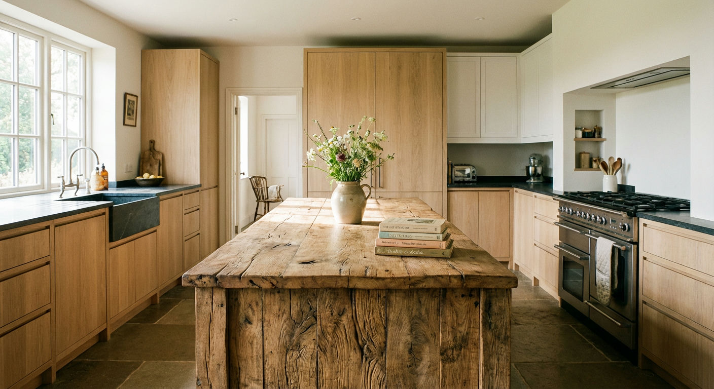 Reclaimed Wood Island as a Focal Point