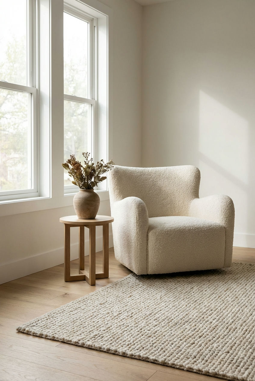 Cream Boucle Armchairs