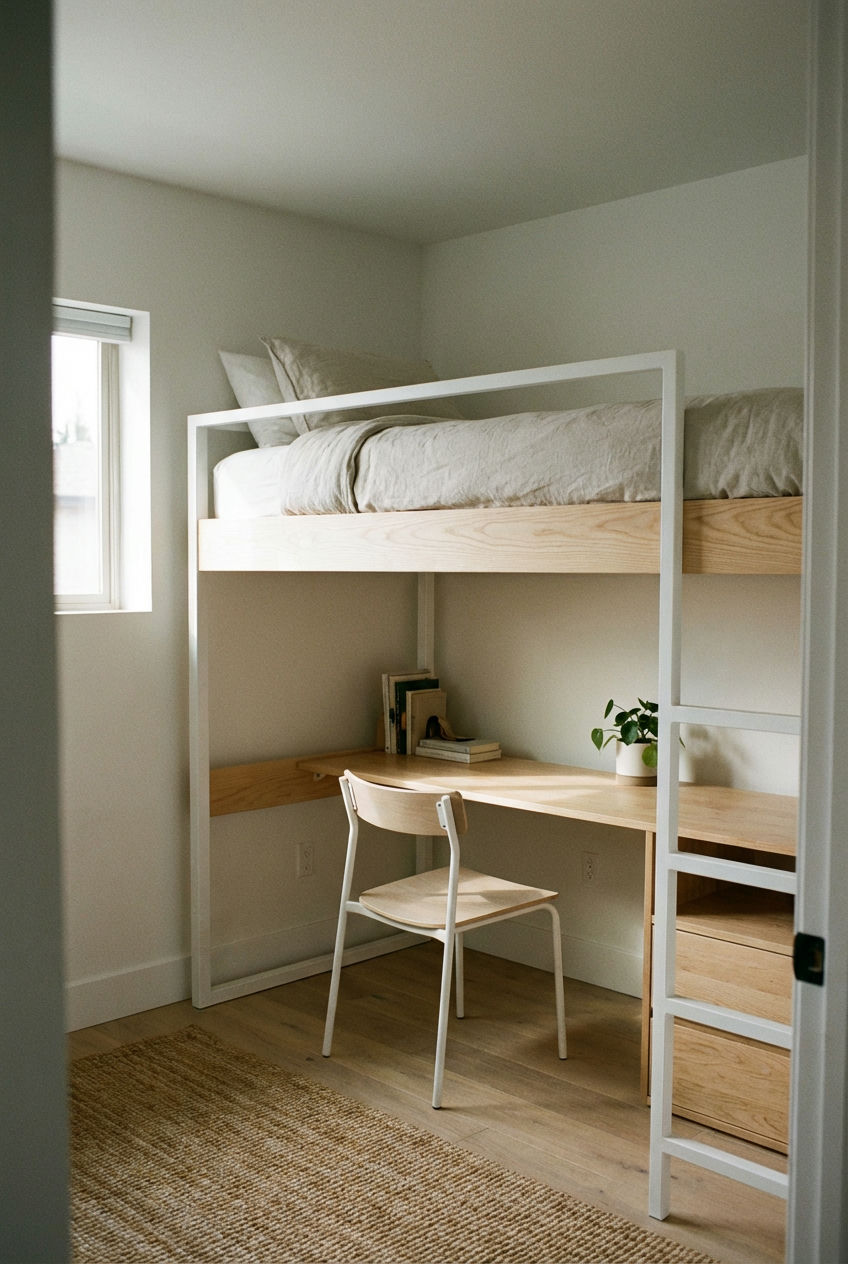 Loft Bed with Workspace Below