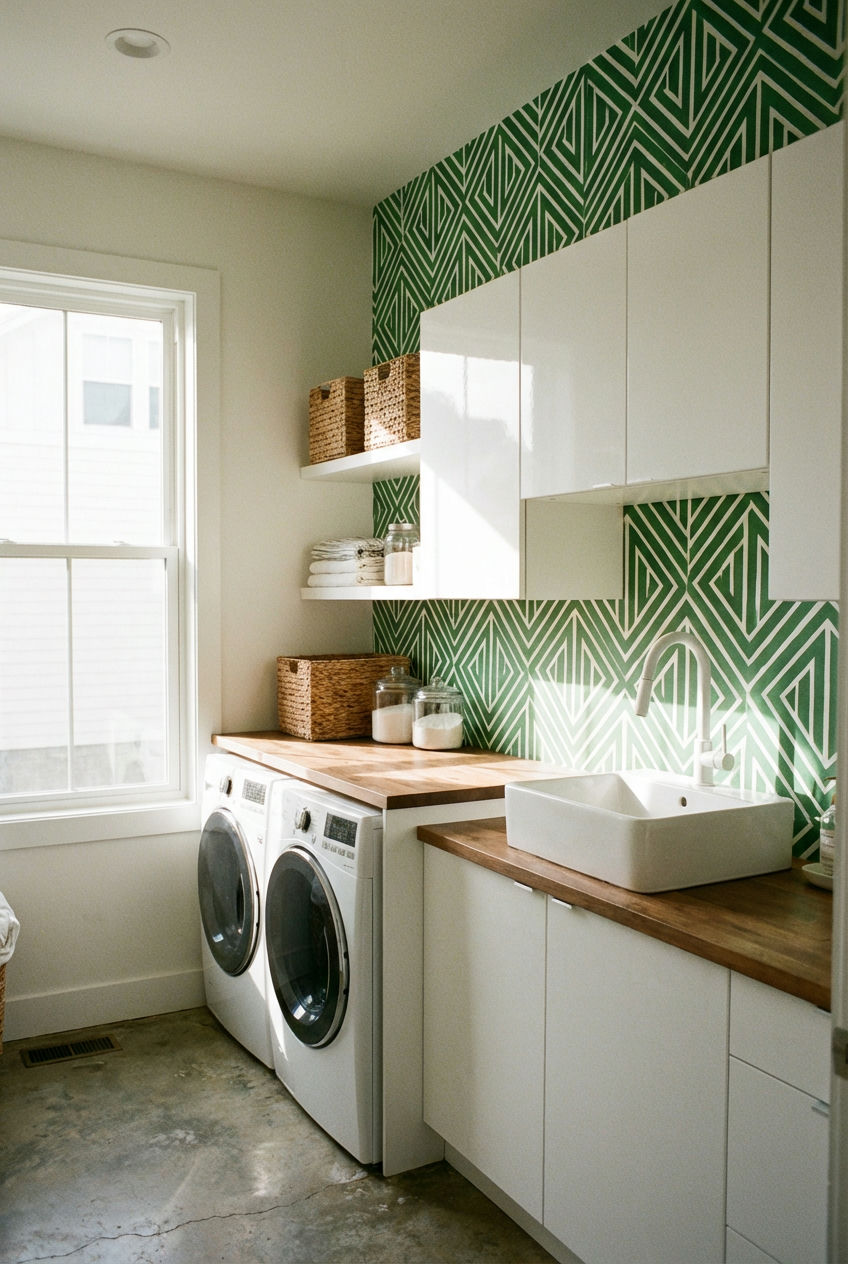 Accent Wall with Bold Wallpaper or Paint