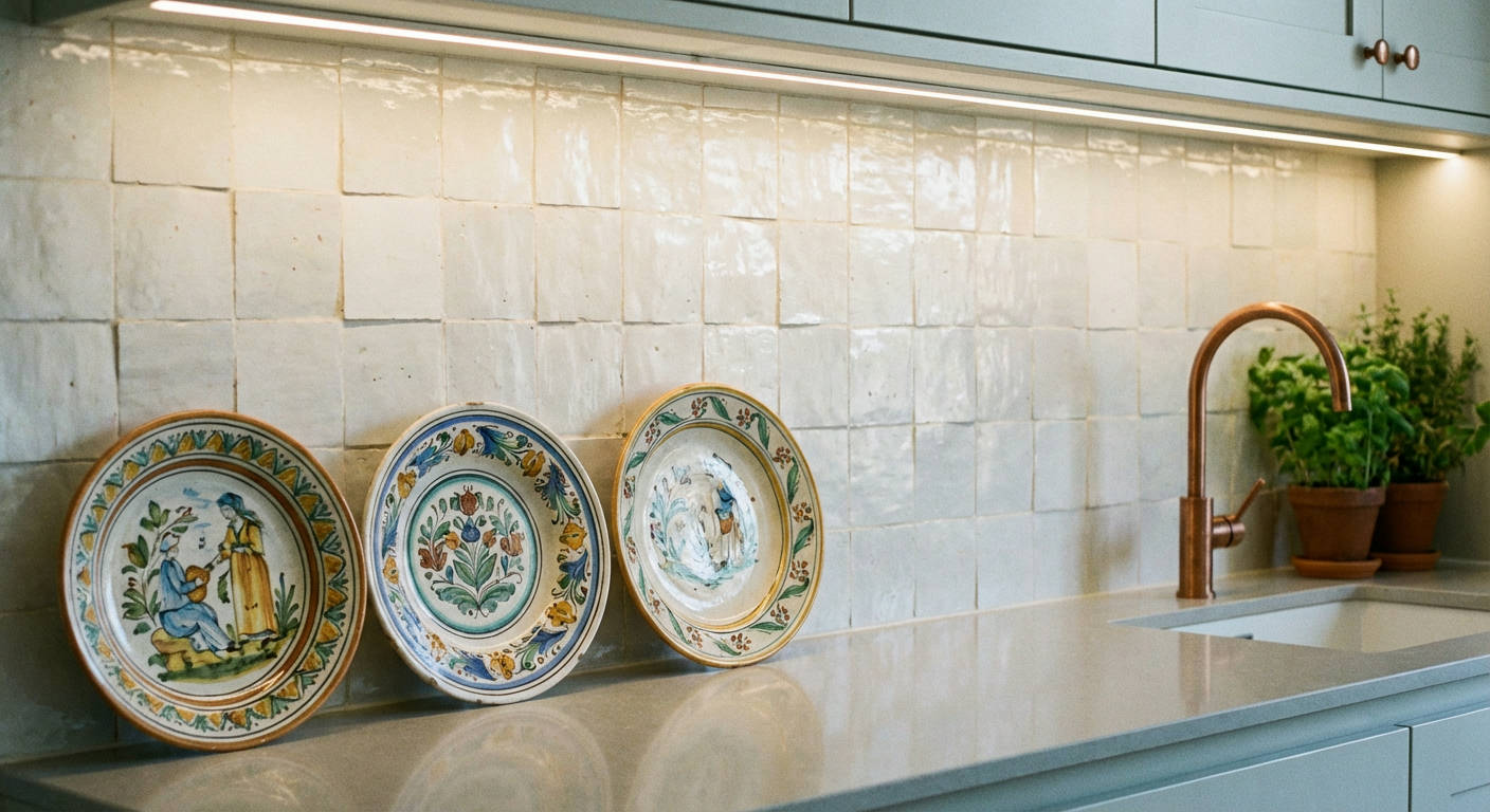 Textured Tile Backsplash with Subtle Patterns