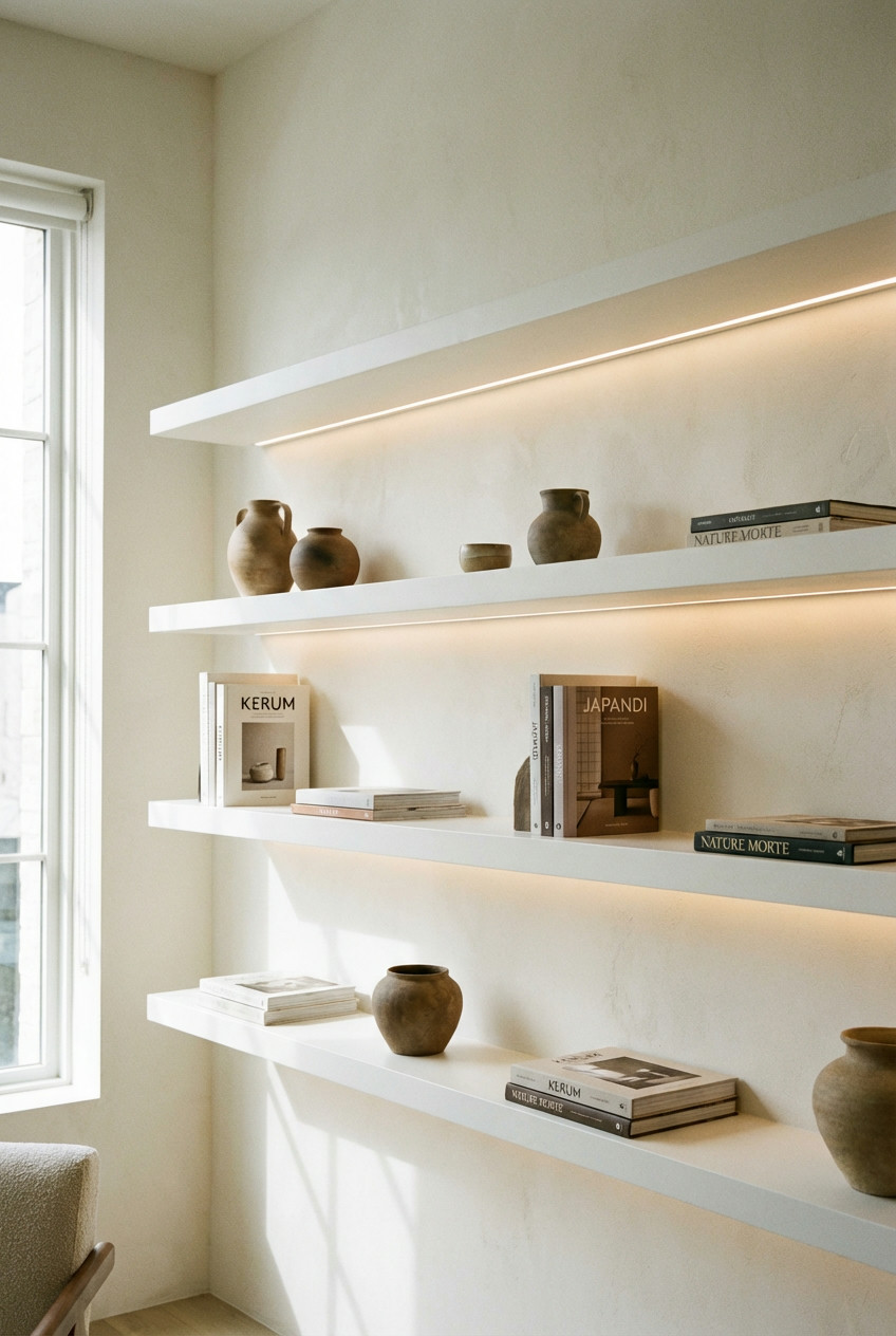 Floating Shelves with Integrated Lighting